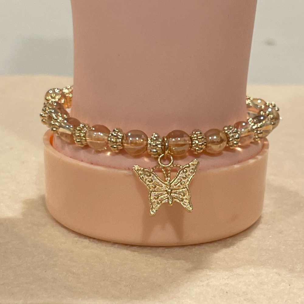 Gold and Black Butterfly Charm Bracelet Set - Picture 3 of 5